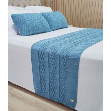 Imagem de Manta Peseira Tricot Casal Queen 230x60cm +2 Capa de Almofada C2 - USU