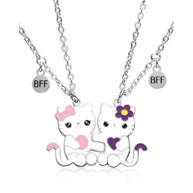 Imagem de Yooborn Best Friend Colar de Amizade Magnético para 2 Meninas BFF Sister, Small, Aço inoxidável, Sem Pedra Preciosa