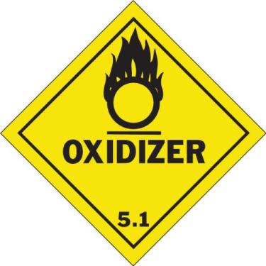 Imagem de Brady 121071, B7569 4X4 Blk/Yel 500/Rl Oxidizer, 10 cm de altura x 10 cm de largura, preto em amarelo, legenda "Oxidizador 13.0 cm (500 por rolo)