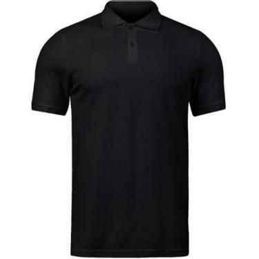 Imagem de Camisa Masculina Gola Polo Piquet Poliéster - Genérico, Preto, GG