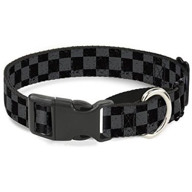 Imagem de Buckle-Down Coleira para cachorro xadrez "Checker Weathered2" Preta/Cinza, 3,8 cm Largura-Serve 40,6-58,4 cm Pescoço - Médio