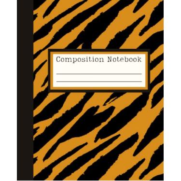 Imagem de Composition Notebook: Tiger Print composition book with 100 pages wide ruled blank lined pages