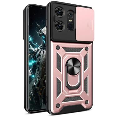 Imagem de Capa CSmall para Motorola Edge 50 Pro (não Edge 50) com capa de lente de câmera deslizante, capa de proteção à prova de choque de grau militar com suporte de anel giratório para Moto Edge 50 Pro SJ