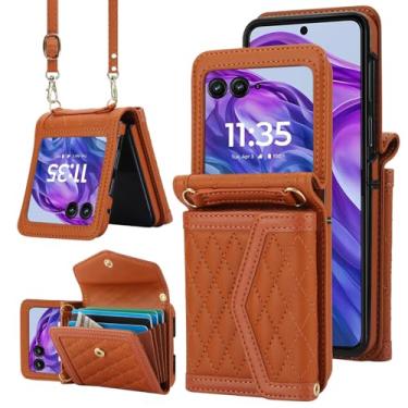 Imagem de Asuwish Capa de celular para Motorola Razr 2024/Moto Razr 50 carteira com bloqueio de RFID, compartimento para cartão de crédito, alça transversal, suporte para navalha Razer Razr2024 Razr50 5G,