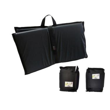 Imagem de Kit Tornozeleira 4KG Nylon Preto + Colchonete Dobravel Preto - Exercis