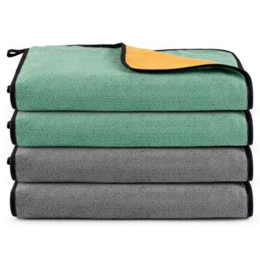 Imagem de Kit 04 Panos Flanela E Microfibra Dupla Face Toalha Para Limpeza Em Ge