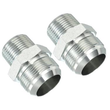 Imagem de PATIKIL Conector adaptador de tubo 1-5/20.3 cm macho 37 ° Flare JIC x 2.5 cm macho R encaixe de tubulação 2 peças conector hidráulico de encaixe de restrição de alimentação de óleo para sistema de