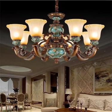 Imagem de Europeu Luxo Sala de Estar Lâmpada Pendente Americano Retro Restaurante Quarto Villa Hotel Roupa Salão de Beleza Café Lustre (M 8 luzes)
