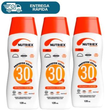 Imagem de Kit 3 Protetor Solar Fps 30 120ml Nutriex 1/3 UVA UVB Bloqueador Solar