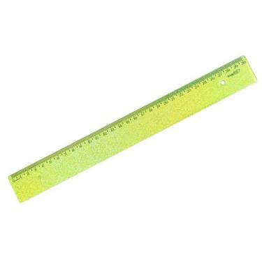 Imagem de Régua Escolar 30cm Holográfica Glitter Amarela New Line Brilhante Wale