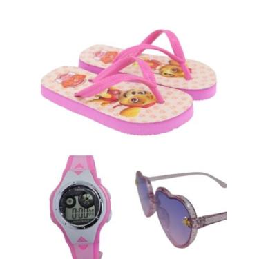 Imagem de Chinelo patrulha canina feminina mais oculos e relógio digital com led