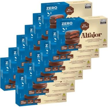 Imagem de Alfajor Sem Glúten Sem Lactose sabor Chocolate Recheio de Chocolate Zero Açúcar Seu Divino - 12 caixas de 80g