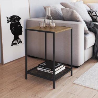 Imagem de Mesa lateral york hanover ou vermont em aço carbono preto fosco 40cm -