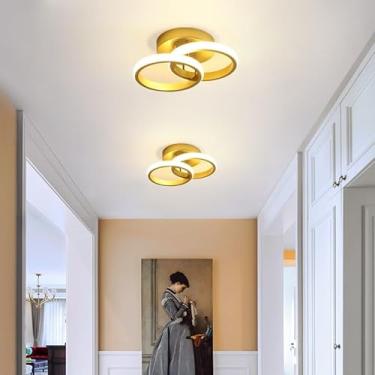 Imagem de Luminária Plafon Moderno Dourada, Para Sala, Quarto, Hall de Entrada, Sala de Estar