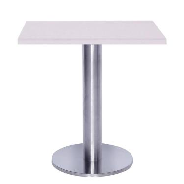 Imagem de Mesa Beta Big em Inox 75 cm (Altura) com Disco Redondo com Tampo em MDP Quadrado 60 cm Cor Branco