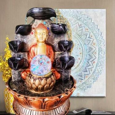 Imagem de Fonte de Água Buda 7 Chakras Decorativa Flor De Lotus - Althea Arte De