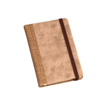 Imagem de Caderneta de Anotações 9x14cm 80 Folhas Com Pauta Capa Emborrachada Bloco de notas Pautadas (Marrom Claro c/Cortiça)