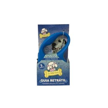 Imagem de Guia Retrátil Pet Super Luxo Azul para Cães 5m