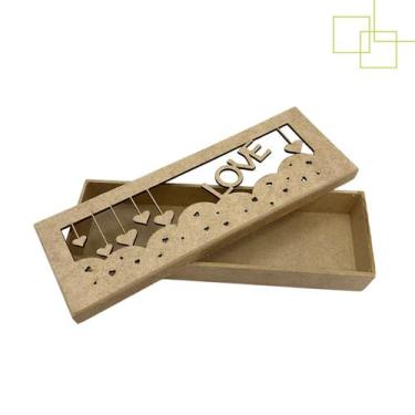 Imagem de Caixinha Retangular MDF Presente Lembrancinha Tema Love Corações 22x7x