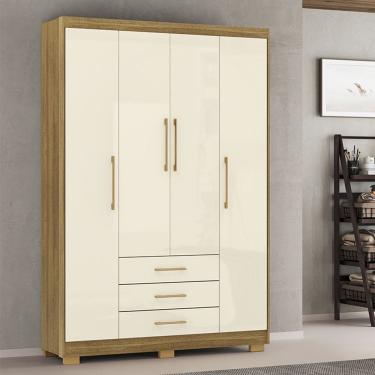 Imagem de Guarda Roupa Roupeiro Solteiro Espanha Nature Champanhe Vila Rica