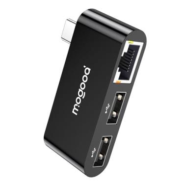 Imagem de MOGOOD Adaptador USB C para Ethernet, adaptador Gigabit Ethernet tipo C, USB C 3 em 1 (compatível com Thunderbolt 4/3) para dongle de rede LAN RJ45 para MacBook Air/Pro, XPS, iPhone 16/15, Samsung