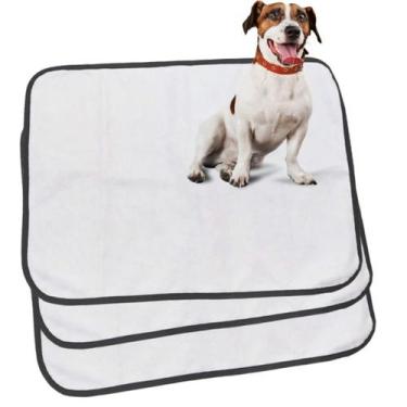 Imagem de Kit 3 Tapetes Pet Laváveis Reutilizáveis Cor Branco 70x50cm Econômico 