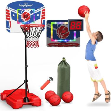 Imagem de Cesta de basquete EagleStone Kid Indoor com luzes LED e placar