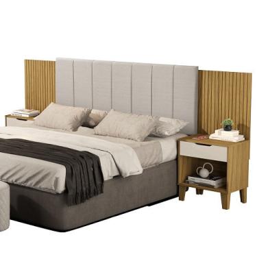 Imagem de Cabeceira Box Elena De Casal Expansível Nature/Off White – vj Móveis
