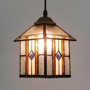 Imagem de OUFULA Luminária pendente contemporânea de vidro colorido, americana, retrô, criatividade, sala de estar, restaurante, quarto, villa, hotel, corredor, café, lustre (Estilo 29)