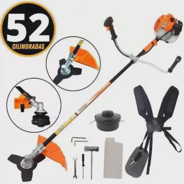 Imagem de Rocadeira Lateral a Gasolina vulcan VR520H 52CC 2,5HP Com Carretel com Fio + Lamina 3 Pontas para Mato