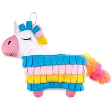 Imagem de Brinquedo Fiesta Pinata Snuffle – Quebra-cabeça interativo para cães, brinquedo de mastigar de pelúcia, lavável na máquina, materiais reciclados, todos os tamanhos de cães, cavalo arco-íris Sunshine