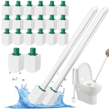 Imagem de Xuelimei Pedra-pomes branca para vaso sanitário com 2 peças de escova de vaso sanitário de comprimento longo, limpador de vaso sanitário de pedra-pomes, pedra pomes para banheiro, banheiras, pia de