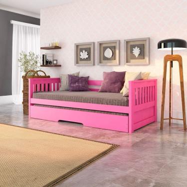 Imagem de Bicama Solteiro Mission Estilo Sofá em Madeira Maciça/mdf Rosa