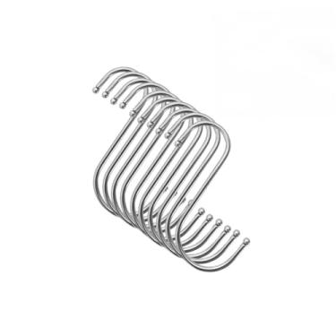 Imagem de Kit 10 Ganchos Multiuso Tipo S Aço Inox Organizador Utensílios Barra Suporte Cozinha Roupa Resistente e Organizador