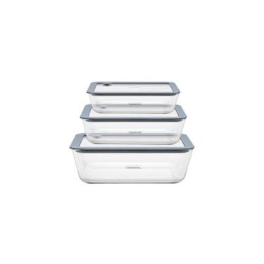 Imagem de Jogo de Potes de Vidro Tramontina Vittra Retangulares com Tampa Hermét