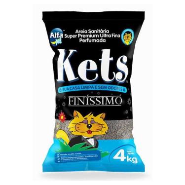 Imagem de Areia Higiênica Sanitária P/ Gatos Absorve Kets Finissimo 4kg - Alfape