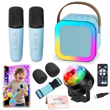 Imagem de HKKDKTA Mini Máquina De Karaokê Com 2 Microfones Sem Fio Para Crianças, Máquina De Karaokê Portátil Para Crianças, Brinquedos De Máquina De Karaokê Infantil Para Meninas E Meninos, Presentes Para Fe