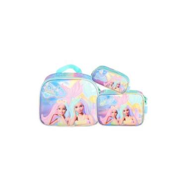 Imagem de Kit Escolar Lancheira+Estojo Box+Triplo Barbie Magic - Verde - Maxlog