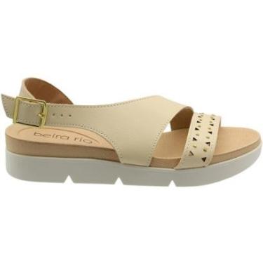 Imagem de Sandália Rasteira Beira Rio Apliques Dourados Napa Turim Feminino-Feminino