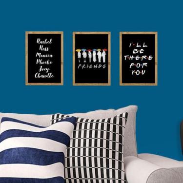 Imagem de Kit de Placas Decorativas Amigos Friends Moldura Mel - Inove Papéis de