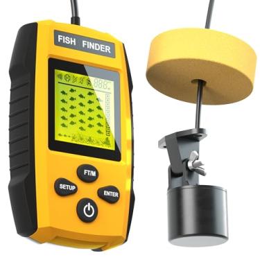 Imagem de Alarme portátil de sonar localizador de peixe com transdutor de sonar e visor LCD, para caiaque, pesca, barco, pesca no gelo