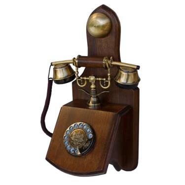 Imagem de Opis 1921 Cabo D: o telefone de parede vintage de madeira para telefone fixo, com um mostrador rotativo e design de suporte de parede com fio, um telefone antigo para qualquer espaço
