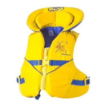 Imagem de Stohlquist Colete salva-vidas infantil PFD da Waterware – Amarelo + Azul, 13,6 – 22,7 kg – Colete salva-vidas aprovado pela Guarda Costeira para crianças, coleira de suporte, alça de pega, totalmente ajustável com fivela de liberação rápida