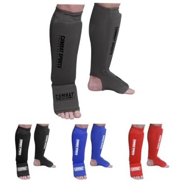 Imagem de Combat Sports Protetores acolchoados para canela e peito do pé, elásticos, absorventes de impacto com suporte confortável, ideal para MMA, Muay Thai e artes marciais, equipamento lavável de MMA para