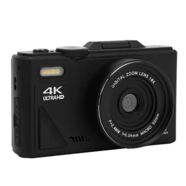 Imagem de Câmera digital, zoom de 18x, antivibração, 64 MP e câmera UHD 4K com cartão de memória de 256 GB, tela de 3 polegadas para meninos meninas e crianças (preto)