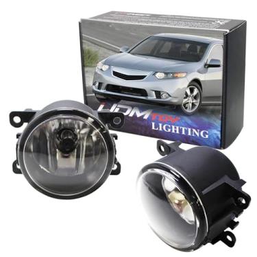 Imagem de iJDMTOY Par de conjuntos de lâmpadas de farol de neblina de lente transparente com lâmpadas de halogênio H11 de 55 W, compatíveis com Acura Honda, compatível com Ford, compatível com Nissan Subaru