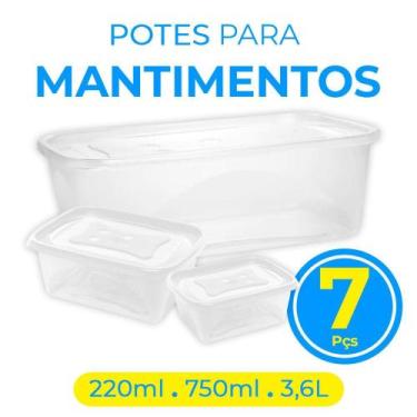 Imagem de Kit 7 Potes De Mantimentos 220ml 750ml e 3,6L Em Plástico - Jaguar