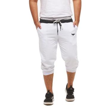 Imagem de Bermuda Moletom Masculina Logo Konoa Saruel Skinny, Branco, G, Masculi