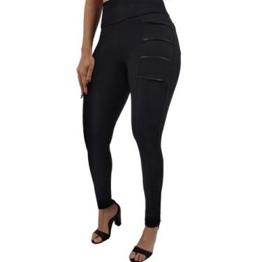 Imagem de Calça montaria feminina com friso e bolso  Luciana Schobiner, Preto, G