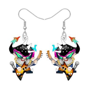 Imagem de DALANE Brincos engraçados de acrílico para guitarra elétrica, gnomo, gnomo, gnomo, gnomos, presentes para mulheres, amuletos de roupa, Medium, Acrílico, Sem pedra preciosa